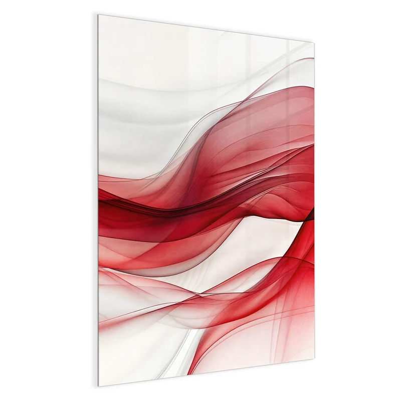 Glas Magnettafel - Rote Bänder auf Weiß