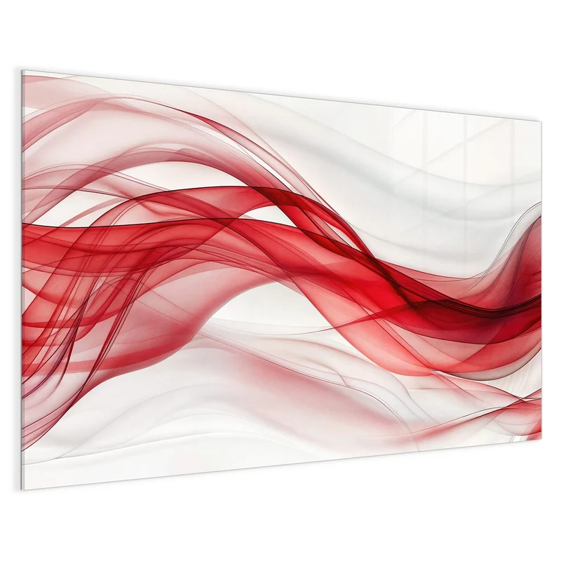 Glas Magnettafel - Rote Bänder auf Weiß