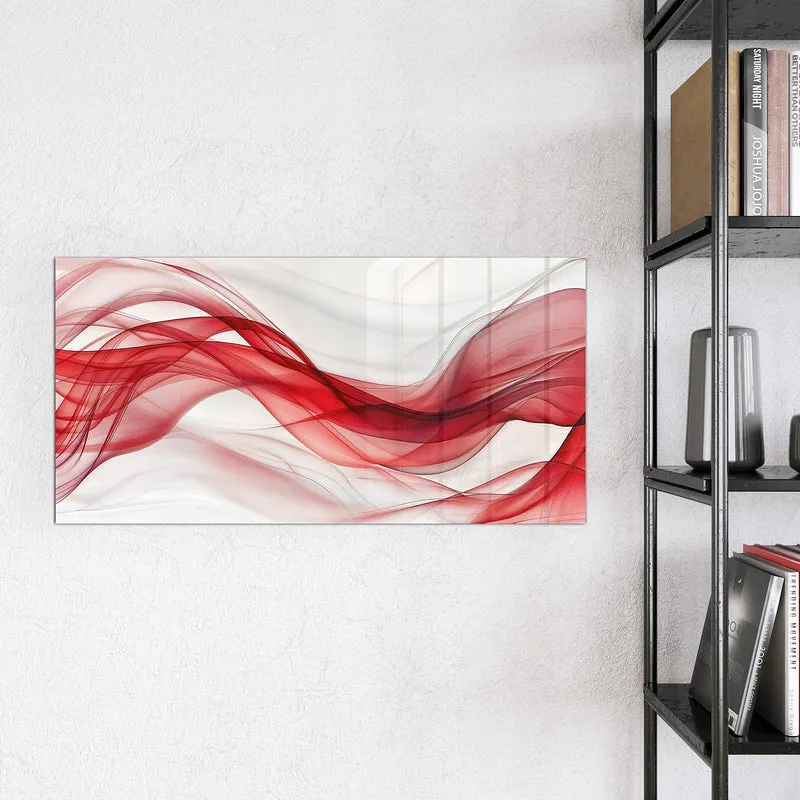 Glas Magnettafel - Rote Bänder auf Weiß