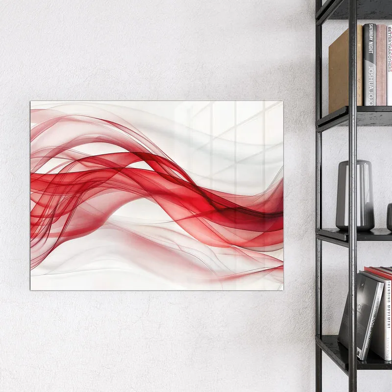 Glas Magnettafel - Rote Bänder auf Weiß