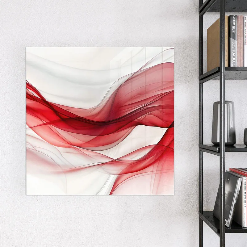 Glas Magnettafel - Rote Bänder auf Weiß