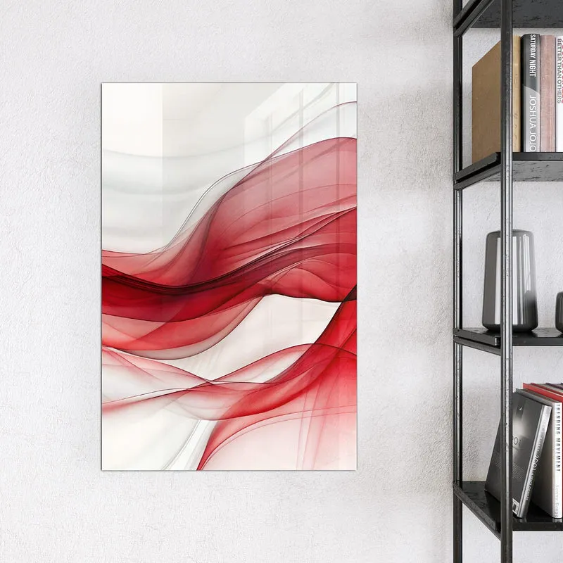 Glas Magnettafel - Rote Bänder auf Weiß