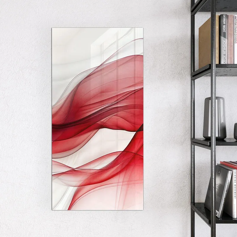 Glas Magnettafel - Rote Bänder auf Weiß