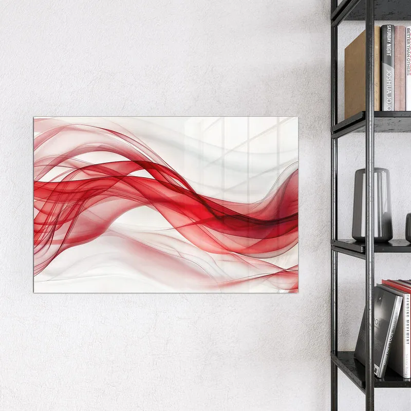 Glas Magnettafel - Rote Bänder auf Weiß