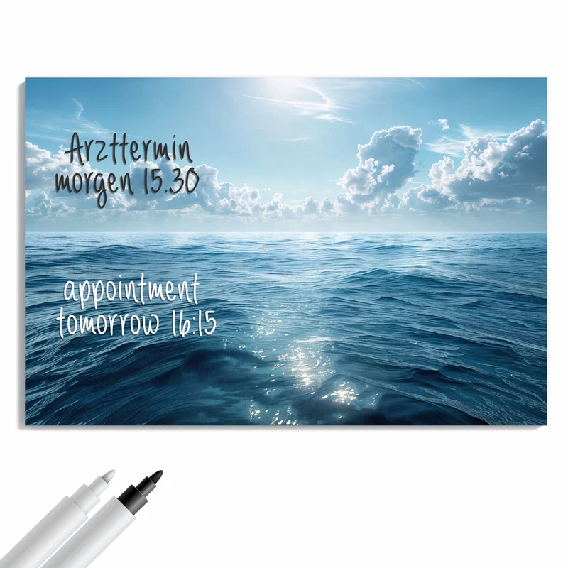 Metall Magnettafel - Ozean unter Wolken