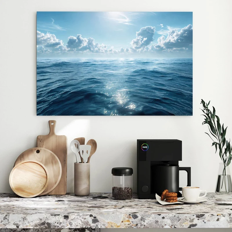 Metall Magnettafel - Ozean unter Wolken