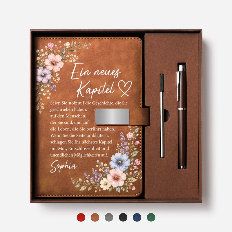 Ein Neues Kapitel - Personalisiertes Geschenk | Notizbuch Mit Stift Lehrerin Ruhestand Verabschieden