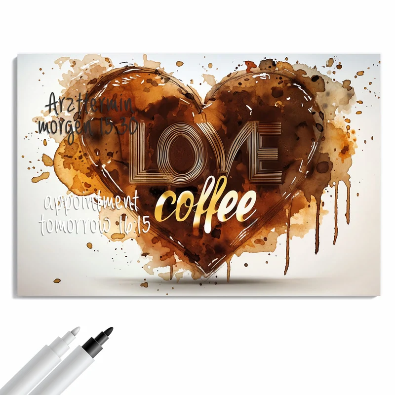 Metall Magnettafel - Kaffeeherz