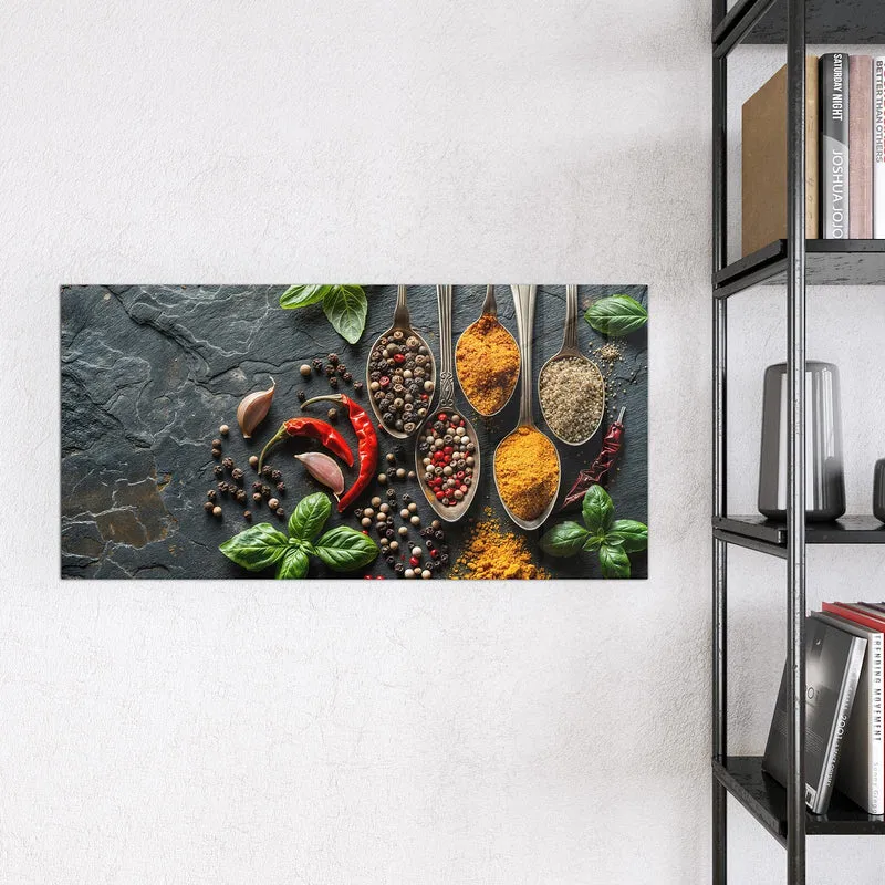 Glas Magnettafel - Gewürze in Silberlöffeln