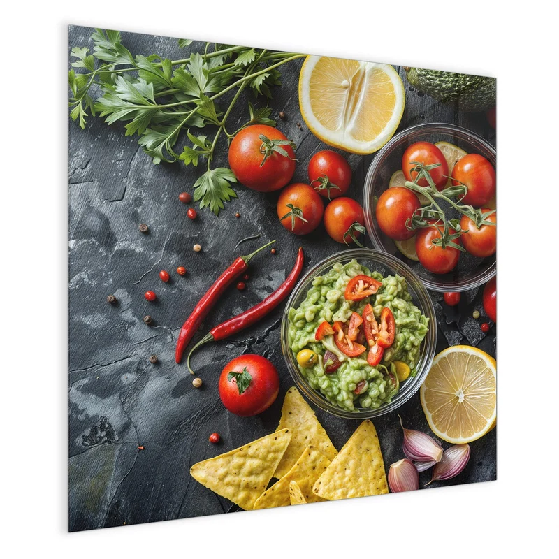 Glas Magnettafel - Guacamole mit Nachos