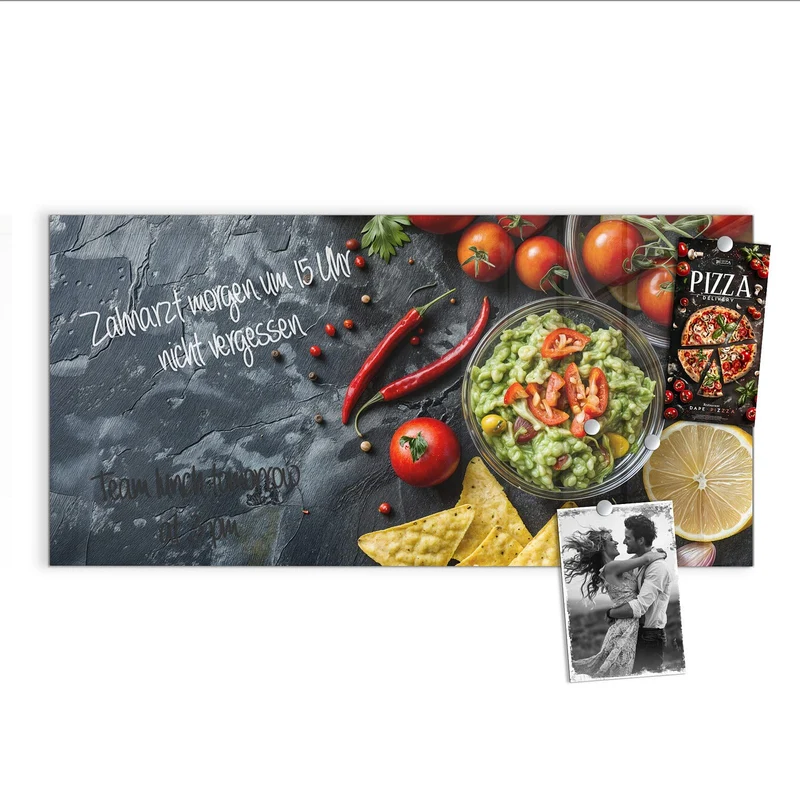 Glas Magnettafel - Guacamole mit Nachos