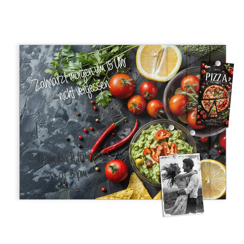 Glas Magnettafel - Guacamole mit Nachos