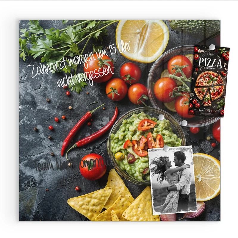 Glas Magnettafel - Guacamole mit Nachos