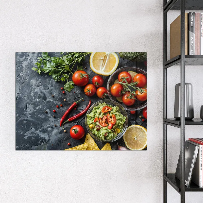 Glas Magnettafel - Guacamole mit Nachos
