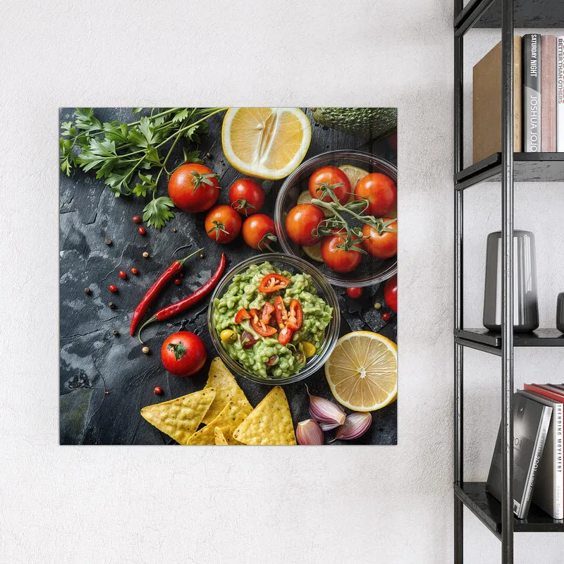 Glas Magnettafel - Guacamole mit Nachos