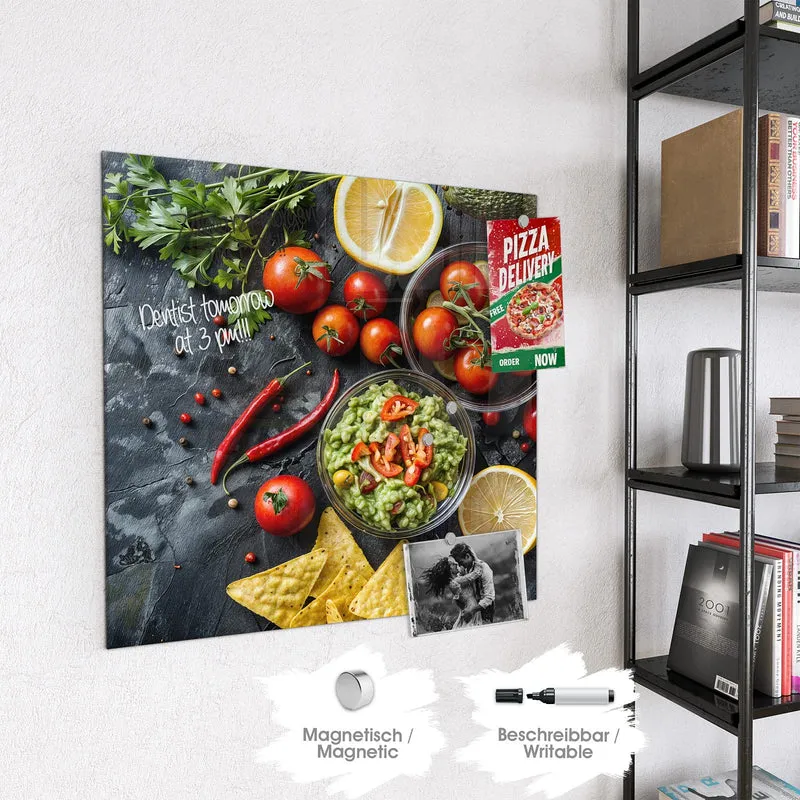 Glas Magnettafel - Guacamole mit Nachos