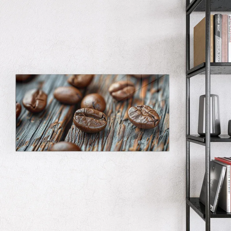 Glas Magnettafel - Röstbohnen auf Altholz