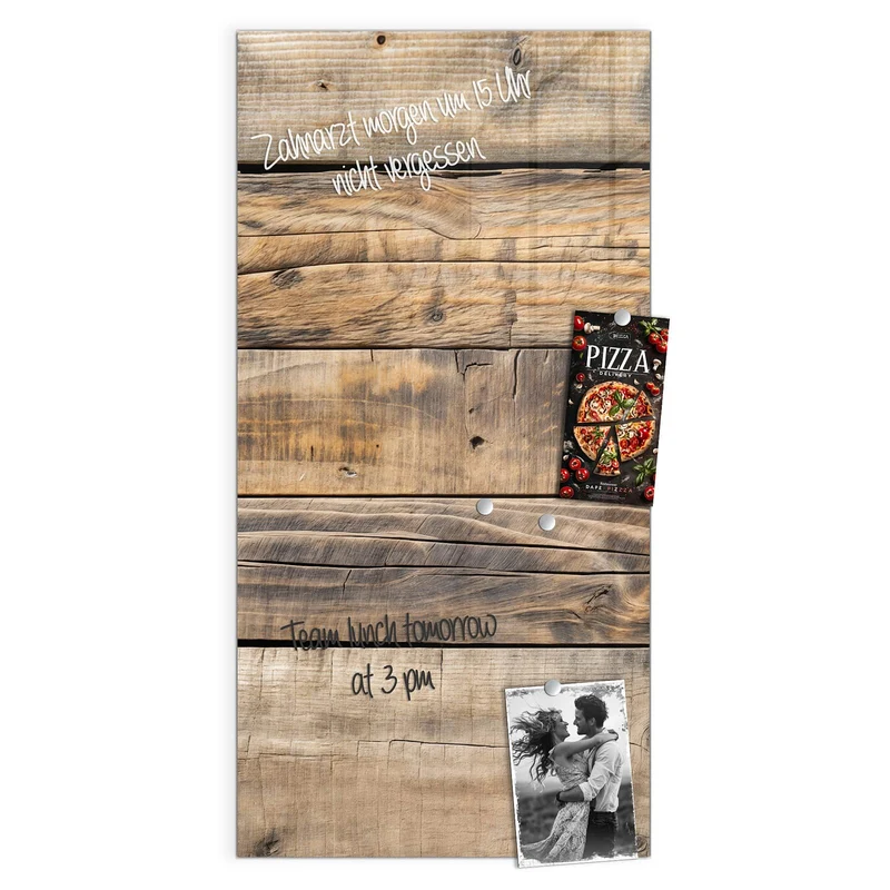 Glas Magnettafel - Helle Holzbohlen