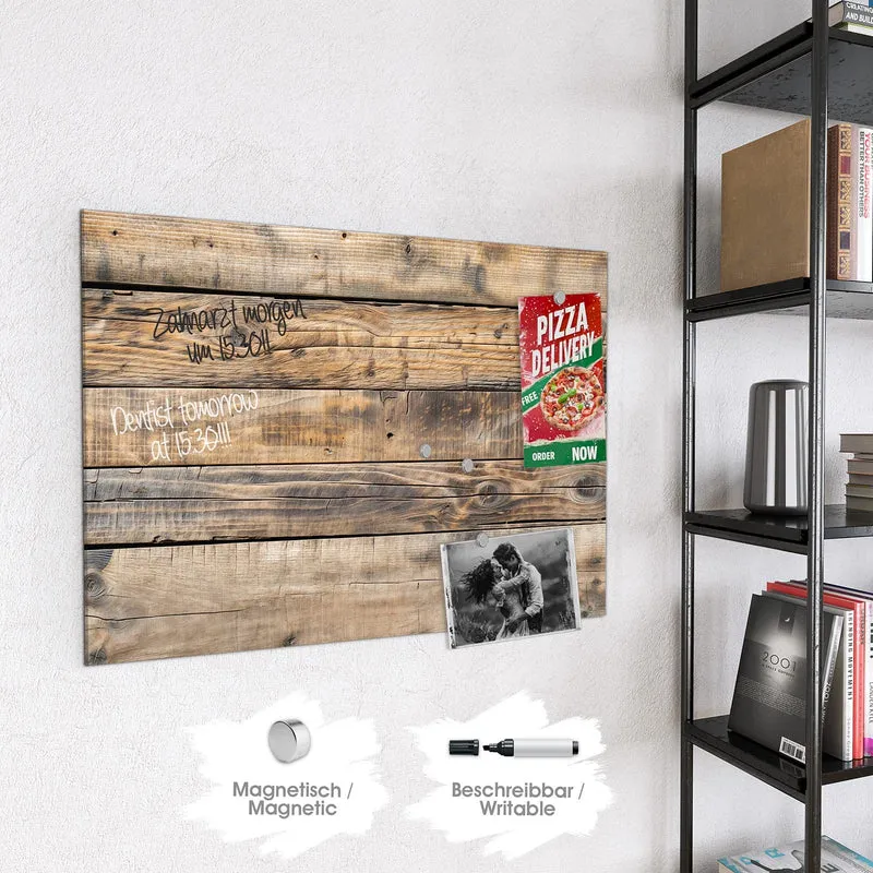 Glas Magnettafel - Helle Holzbohlen