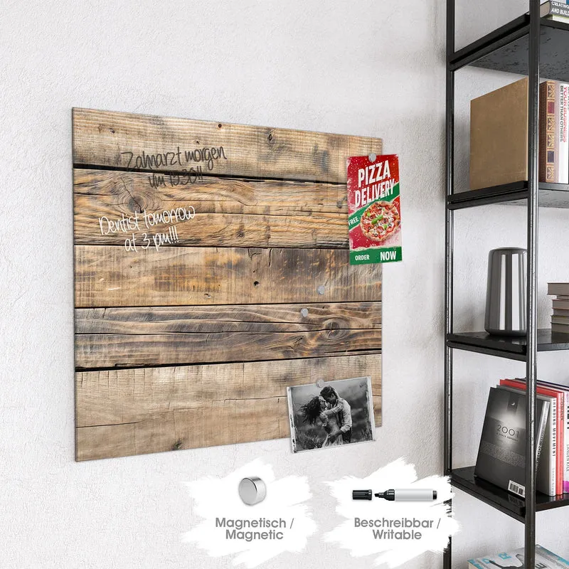 Glas Magnettafel - Helle Holzbohlen