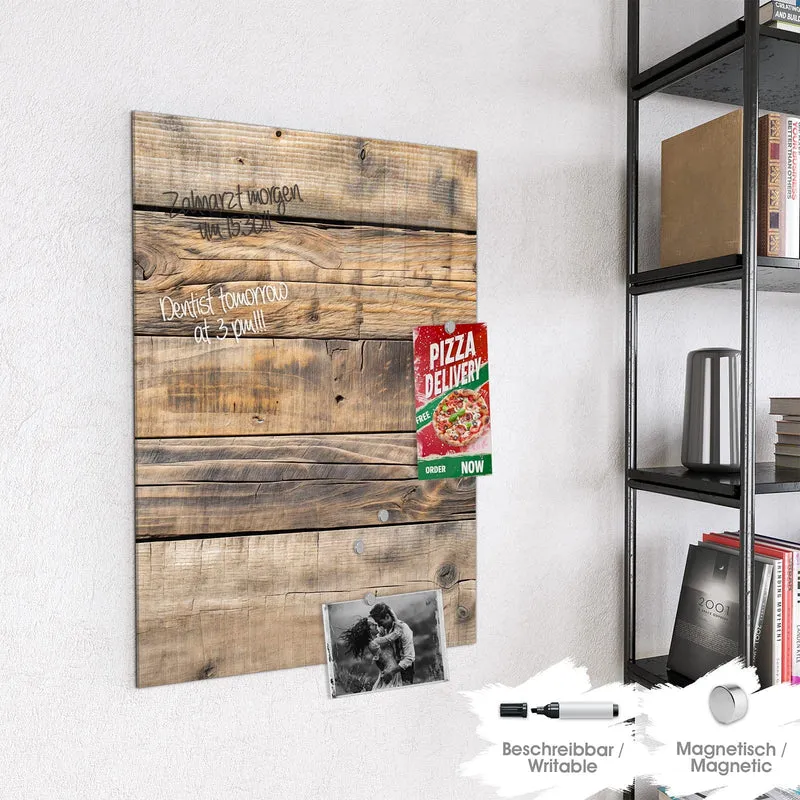 Glas Magnettafel - Helle Holzbohlen
