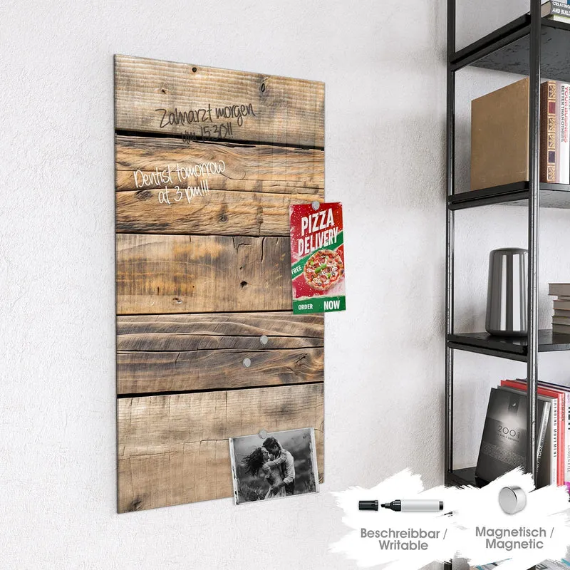 Glas Magnettafel - Helle Holzbohlen