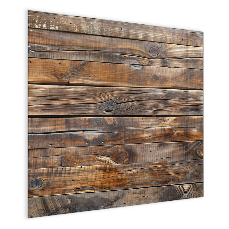 Glas Magnettafel - Nussbraune Holzwand