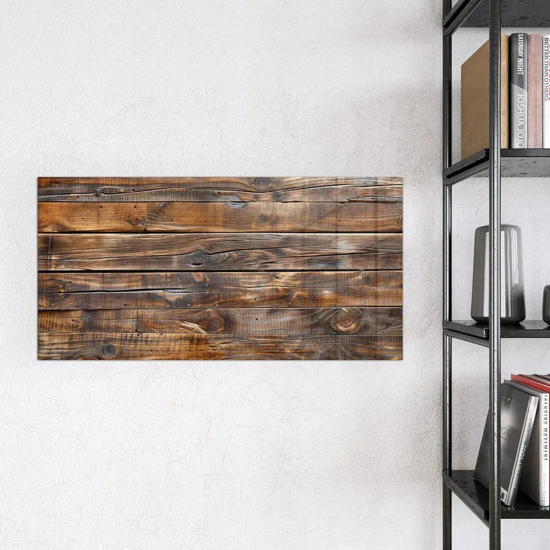 Glas Magnettafel - Nussbraune Holzwand