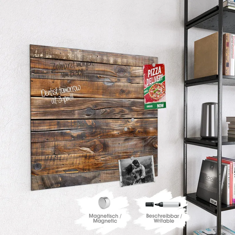 Glas Magnettafel - Nussbraune Holzwand