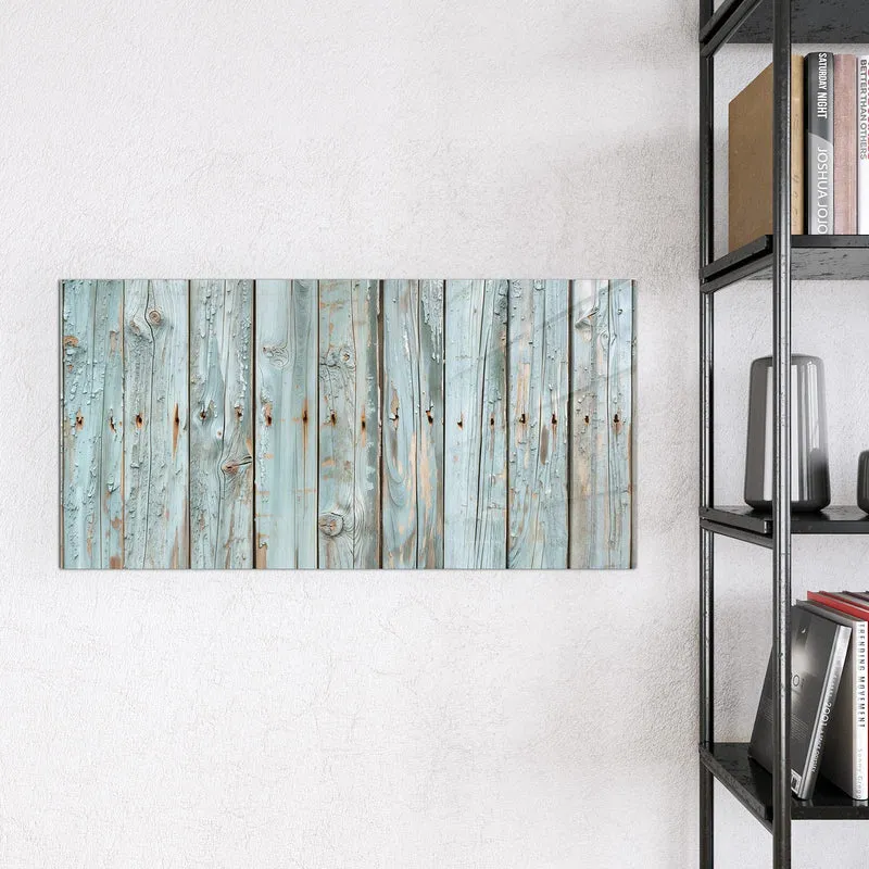 Glas Magnettafel - Hellblaue Holzplanken