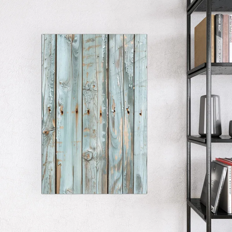 Glas Magnettafel - Hellblaue Holzplanken
