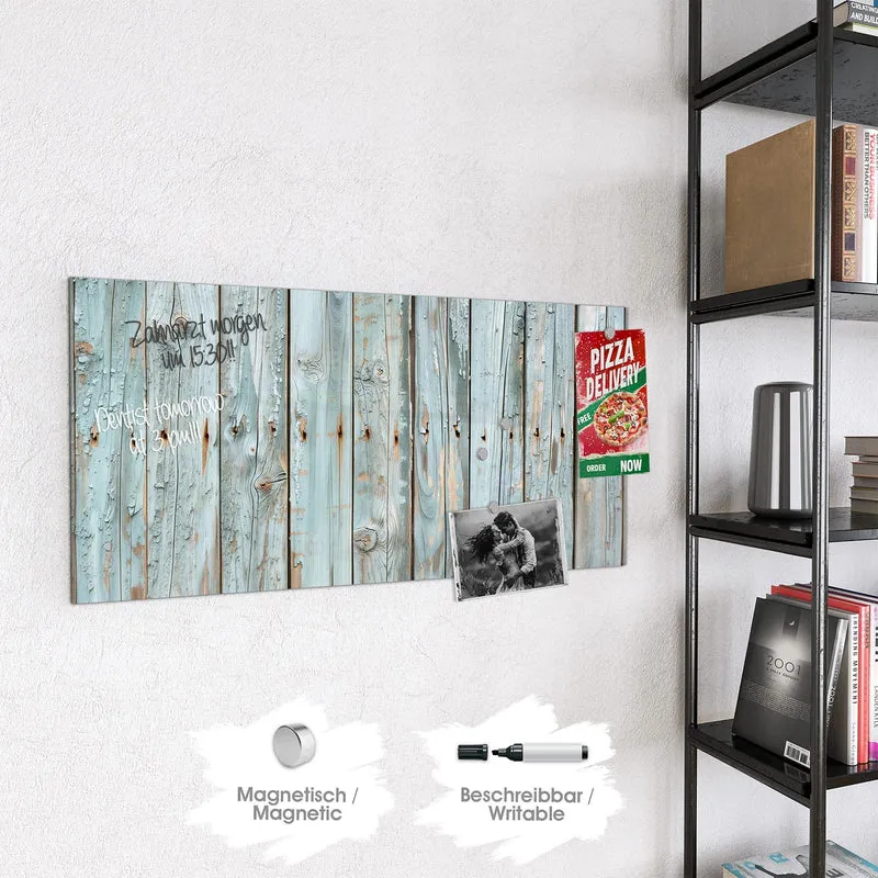 Glas Magnettafel - Hellblaue Holzplanken