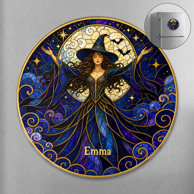 [3D-Optik] Hexe Frau - Personalisiertes Geschenk | Acryl Magnet Gothic Halloween