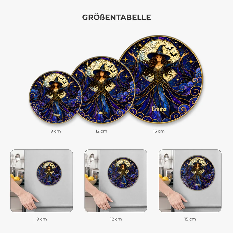 [3D-Optik] Hexe Frau - Personalisiertes Geschenk | Acryl Magnet Gothic Halloween