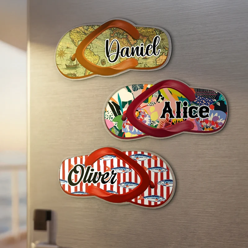 Flip-Flops + Name - Personalisiertes Geschenk | Acryl Magnet Sommer