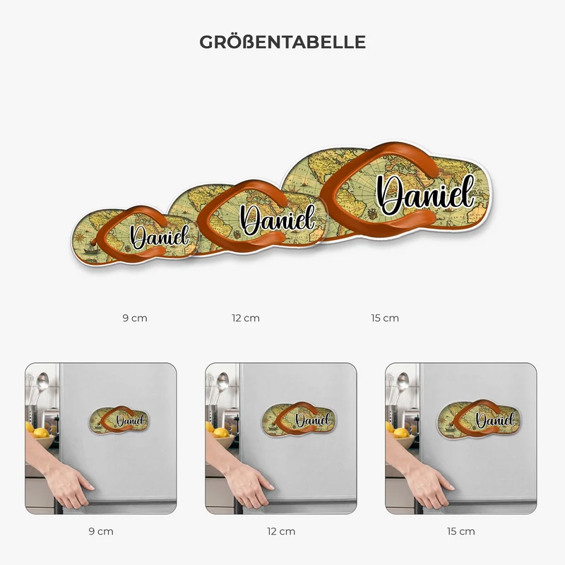 Flip-Flops + Name - Personalisiertes Geschenk | Acryl Magnet Sommer