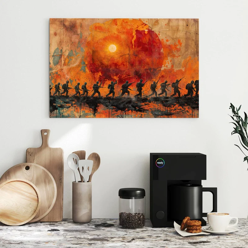 Metall Magnettafel - Marsch vor roter Sonne