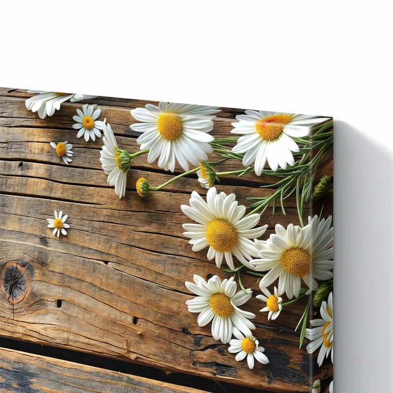Metall Magnettafel - Gänseblümchen auf Holz