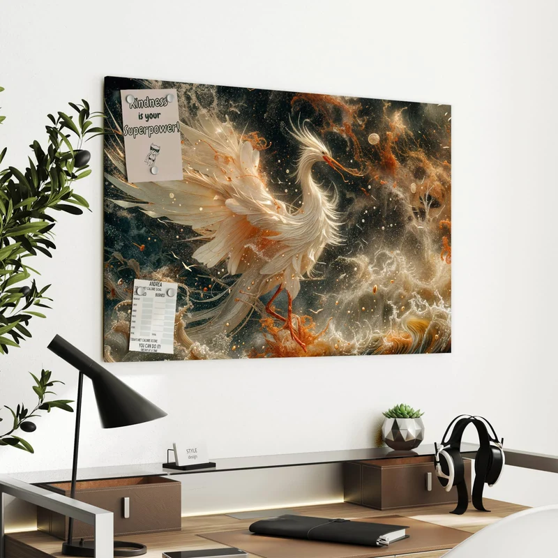 Metall Magnettafel - Eleganter Vogel