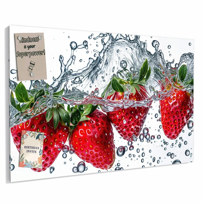 Metall Magnettafel - Spritzige Erdbeeren