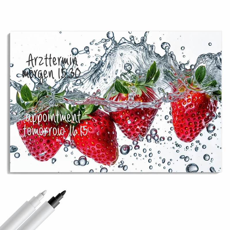 Metall Magnettafel - Spritzige Erdbeeren