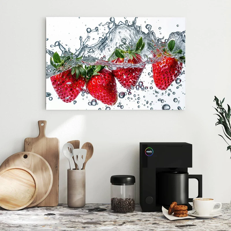 Metall Magnettafel - Spritzige Erdbeeren