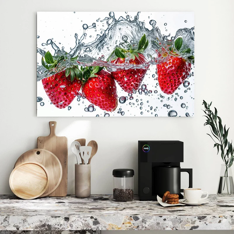 Metall Magnettafel - Spritzige Erdbeeren