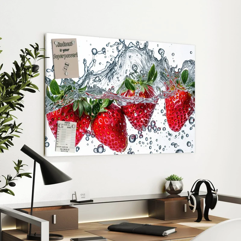 Metall Magnettafel - Spritzige Erdbeeren