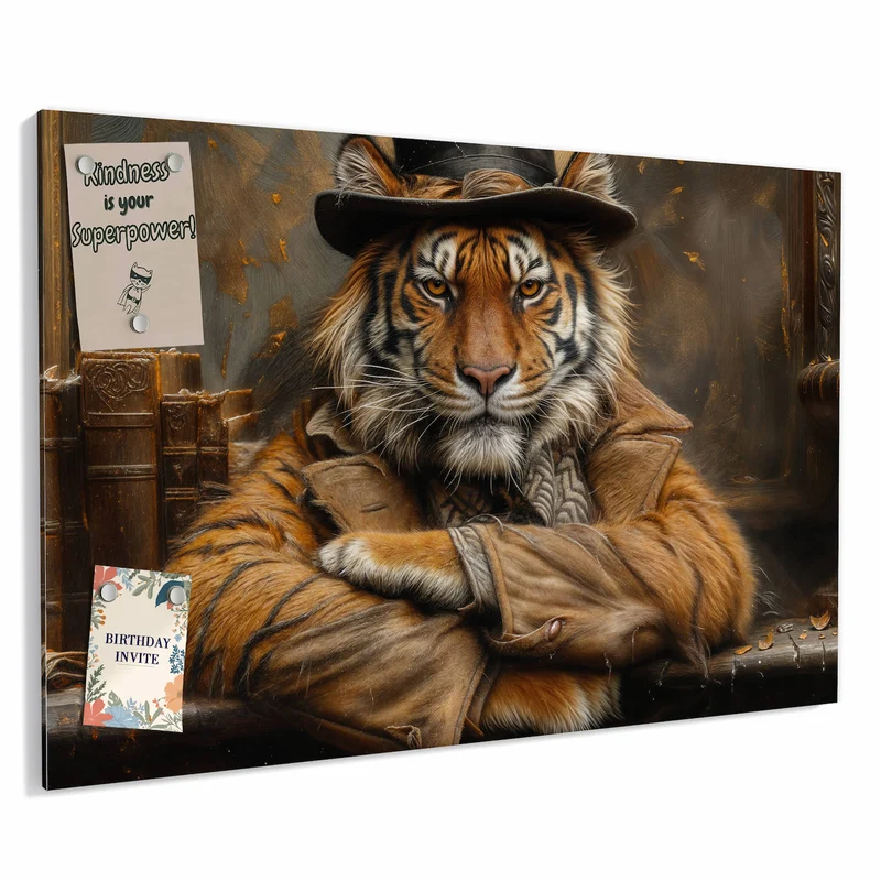 Metall Magnettafel - Tiger mit Zylinder