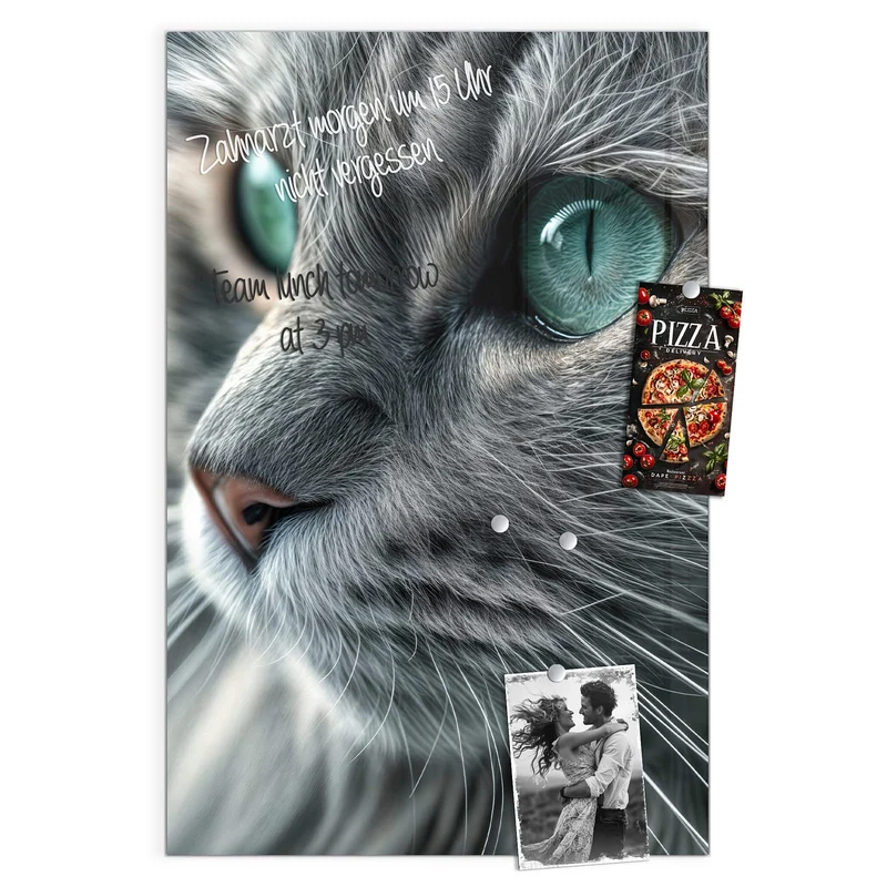 Glas Magnettafel - Katze mit Smaragdaugen