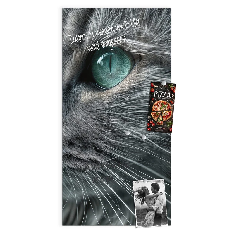 Glas Magnettafel - Katze mit Smaragdaugen