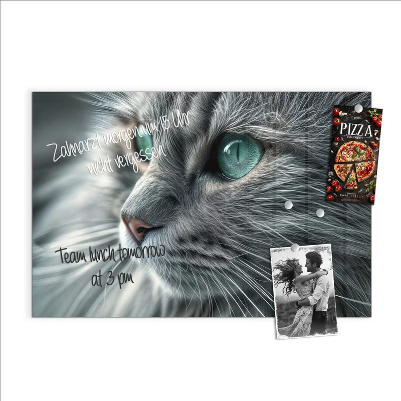 Glas Magnettafel - Katze mit Smaragdaugen
