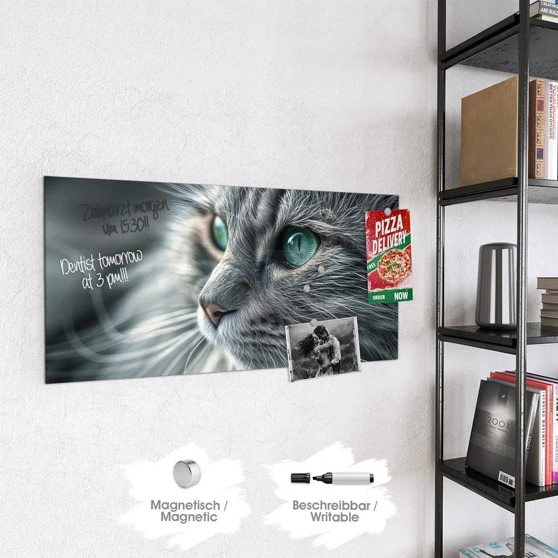 Glas Magnettafel - Katze mit Smaragdaugen