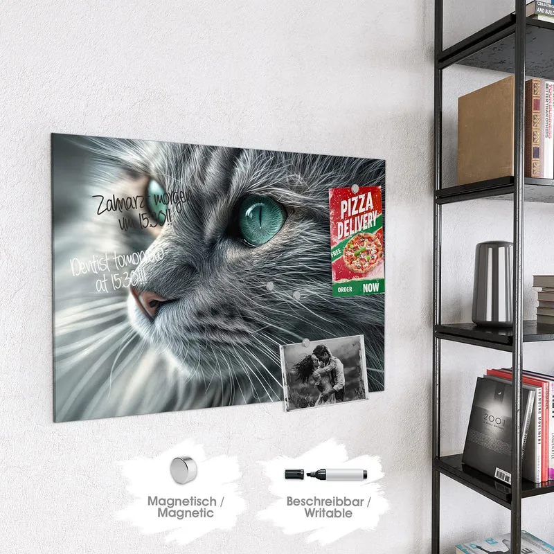 Glas Magnettafel - Katze mit Smaragdaugen